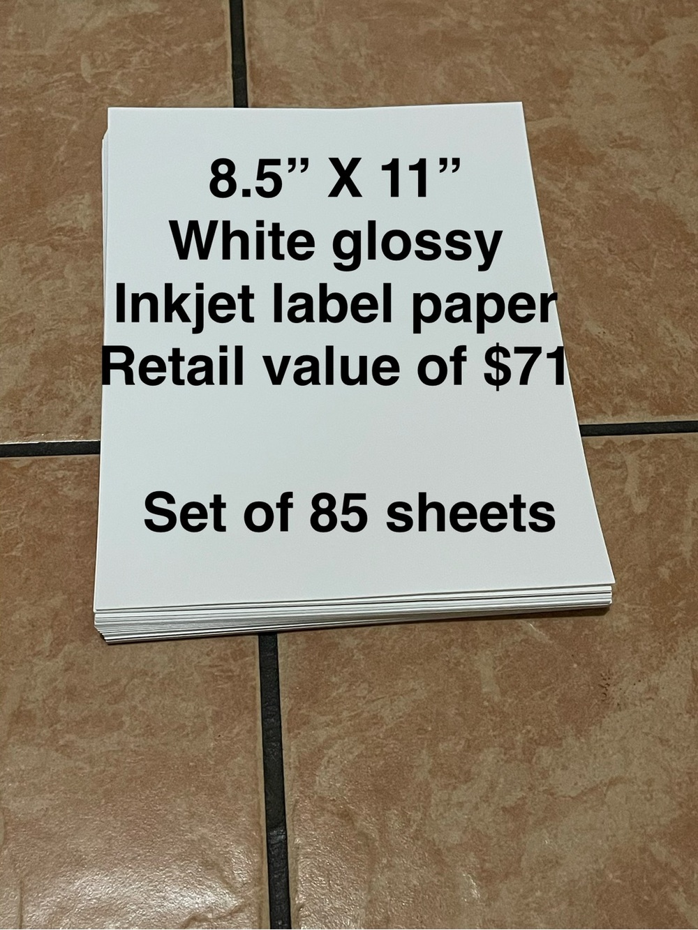 Send offer to me White Glossy Inkjet Laser printer Label Paper Pack of 85 Sheets